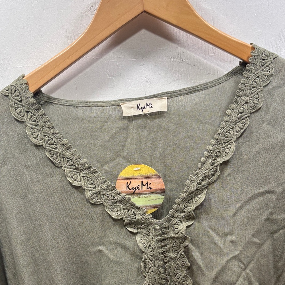 Sigrid Olive Green Lace Trim Tunic Top - Picture 6 of 8
